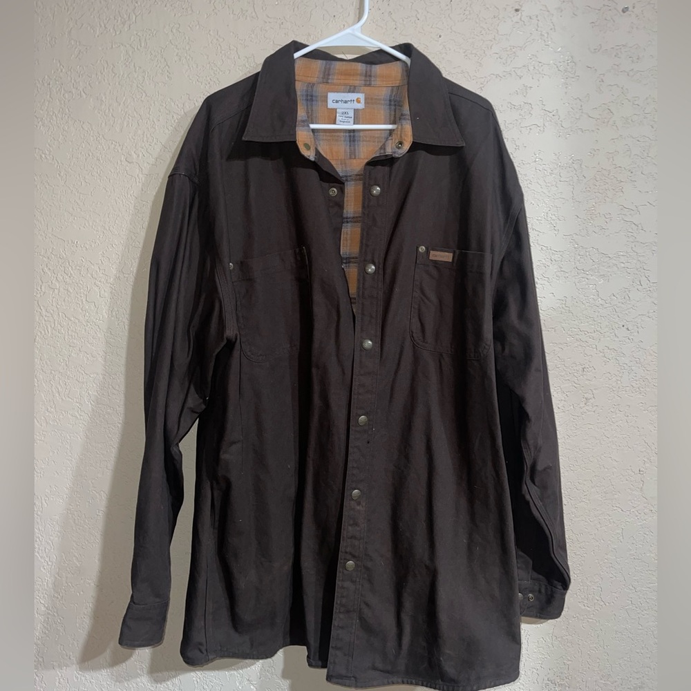 Carhartt | Men’s 100% Cotton Brown Button Down Work Wear Shacket Size: 2XL